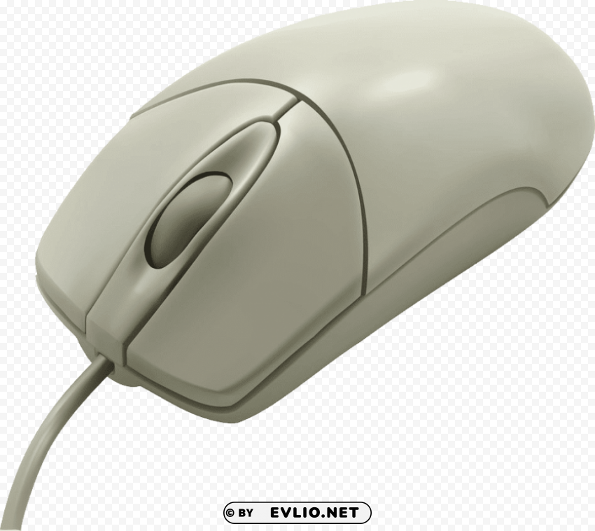 vintage white computer mouse Clear Background PNG Isolated Graphic