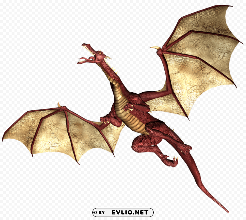 dragon red and brown wings flying up PNG download free