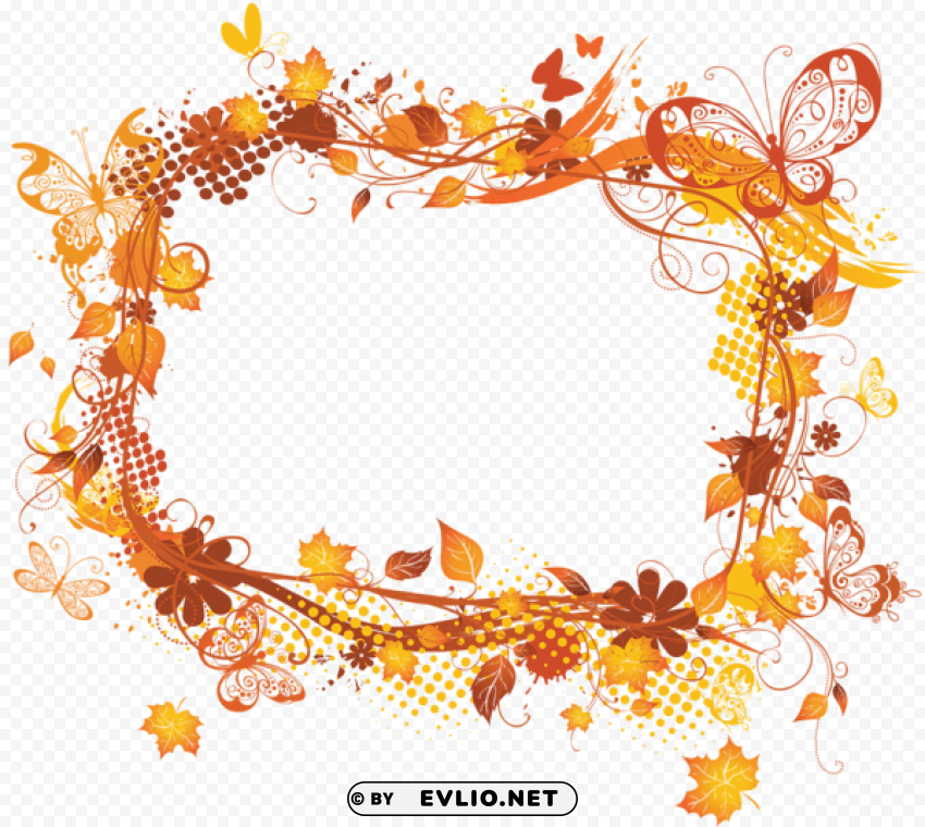 fall vector frame PNG Graphic Isolated on Clear Backdrop