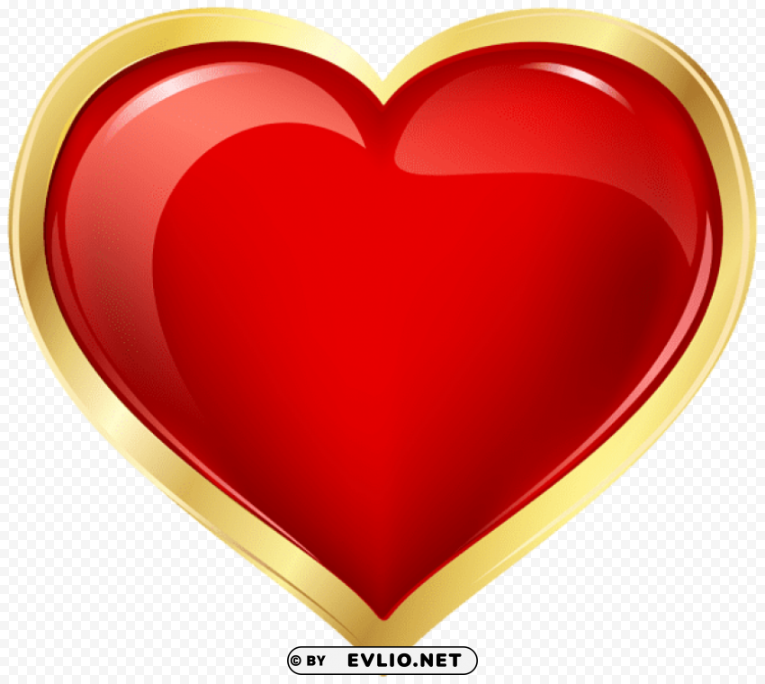 red and gold heart Isolated Icon on Transparent PNG