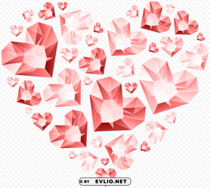 red hert of diamond hearts transparent PNG Image with Isolated Artwork