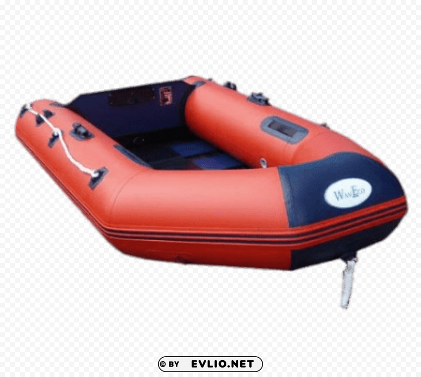 waveco orange and blue inflatable dinghy PNG transparent graphic