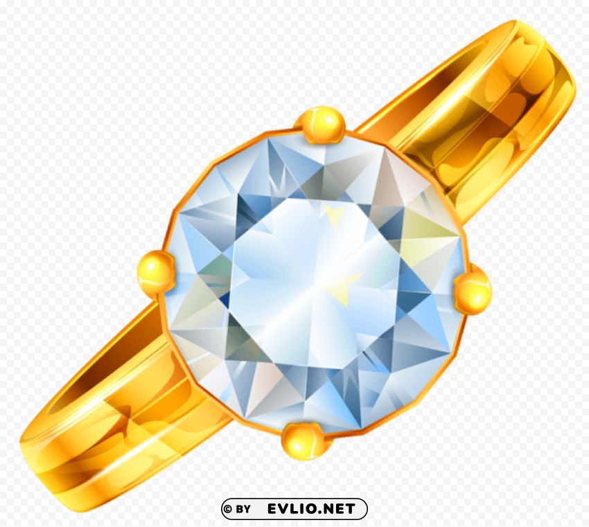 gold ring with diamond Isolated Object in Transparent PNG Format