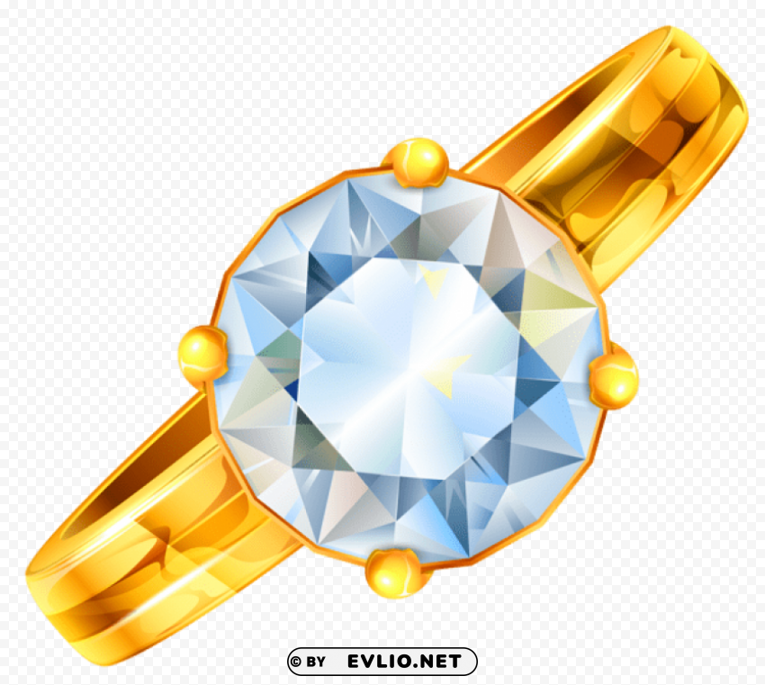 Gold Ring With Diamond Isolated Object In Transparent PNG Format