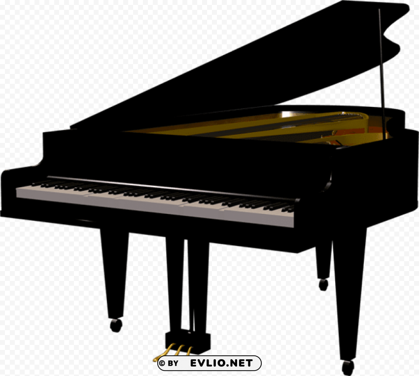 black piano PNG with transparent overlay