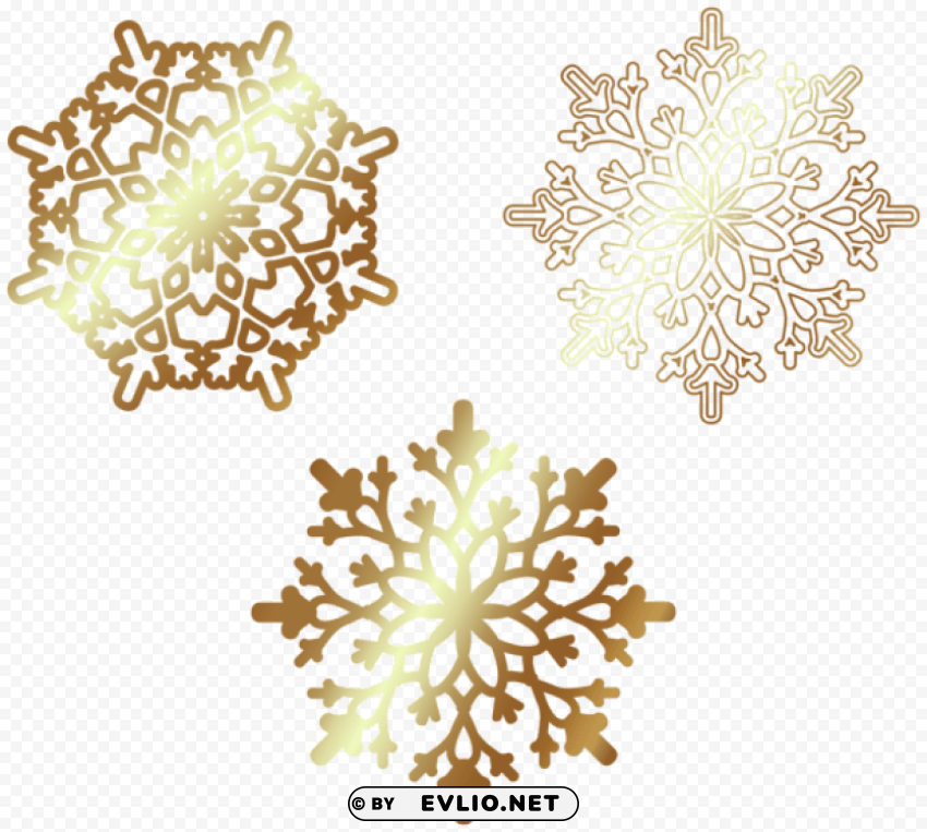 golden snowflakes Transparent Background PNG Isolated Element