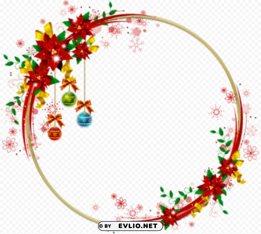 Mq Red Christmas Frame Frames Border Borders - Christmas Round Frame Transparent PNG Isolated Object With Detail