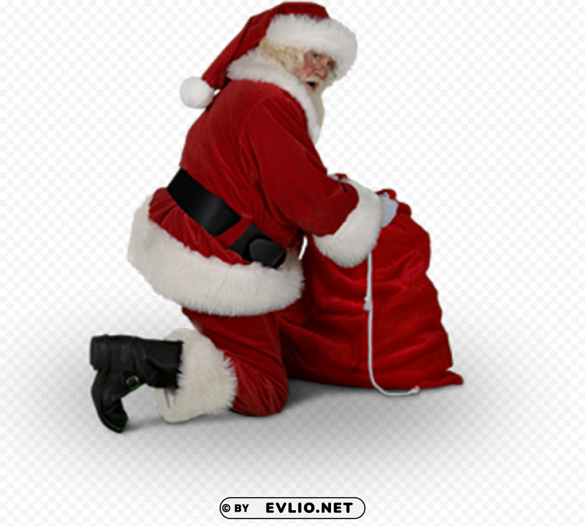 catch santa claus in my house for christmas messages - kneeling santa claus HighQuality Transparent PNG Isolated Object