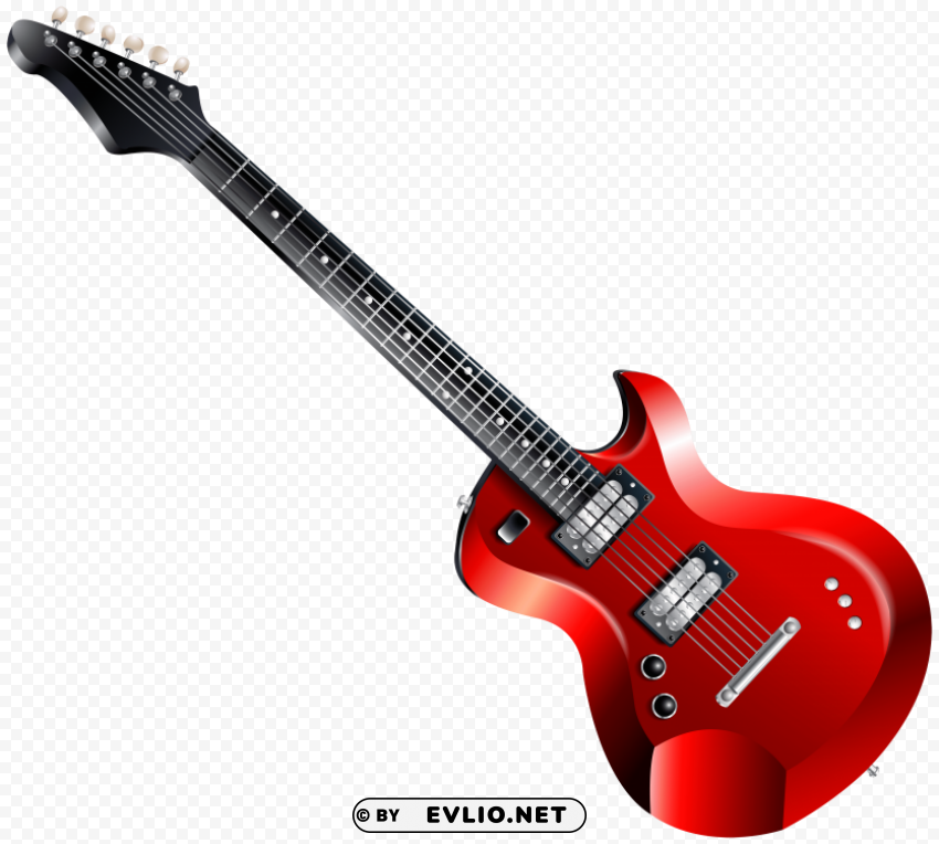 red electric guitar Transparent PNG Isolated Object