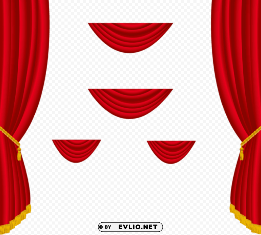  red curtains decoration Isolated Graphic on Clear Transparent PNG
