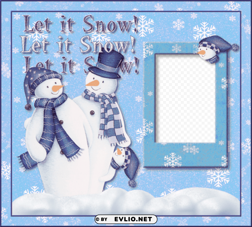 transparent christmas photo frame with snowmans let it snow PNG with Transparency and Isolation