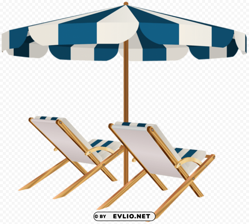 beach chairs and umbrella PNG images with clear backgrounds