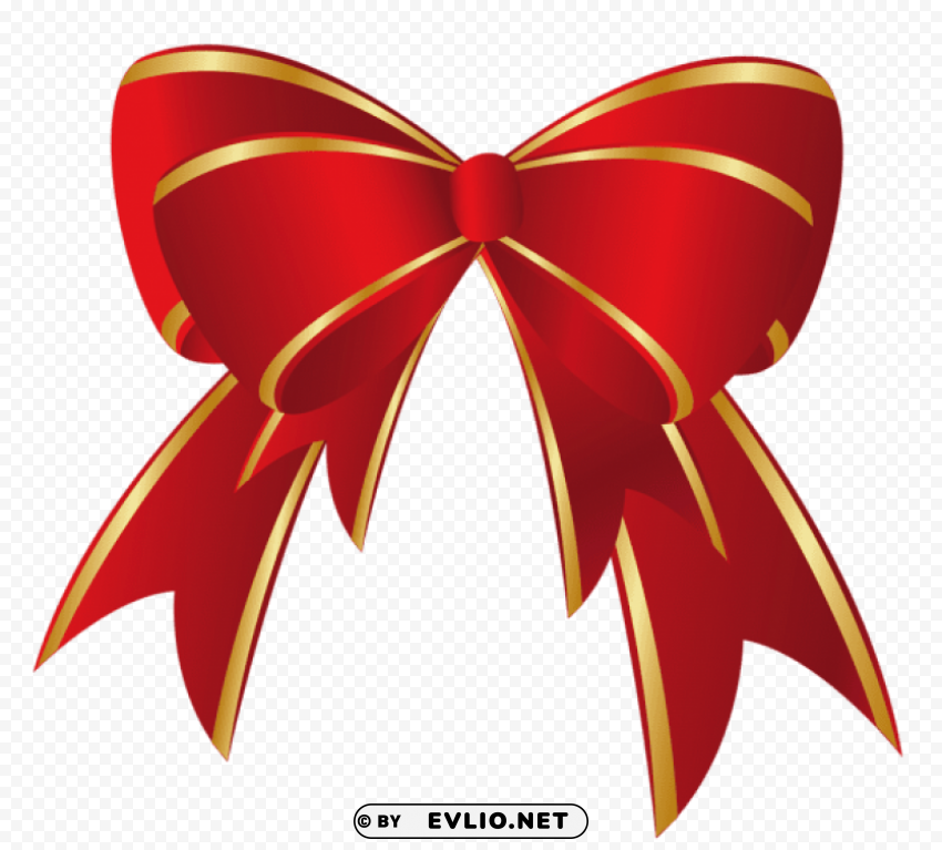 christmas red gold bow PNG image with no background