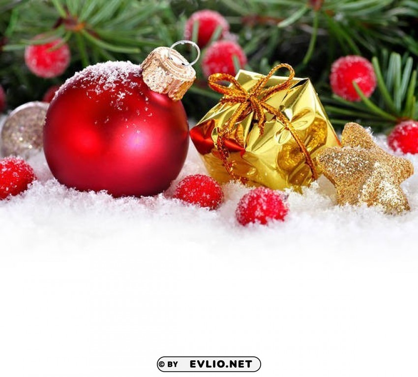 christmaswith gift and ornaments Transparent PNG Isolated Object with Detail