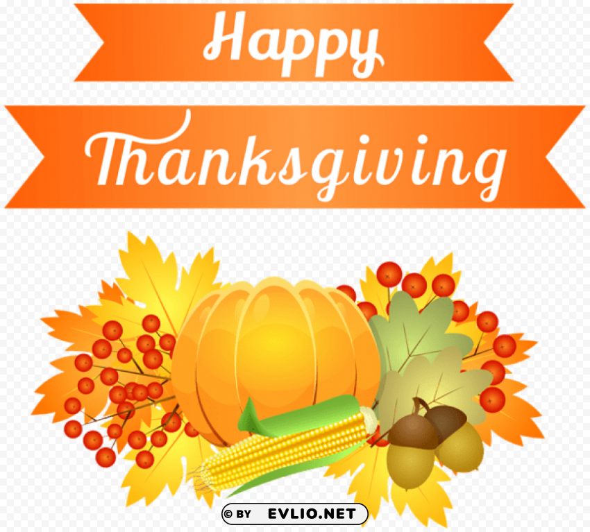 happy thanksgiving decoration Transparent Background Isolation of PNG