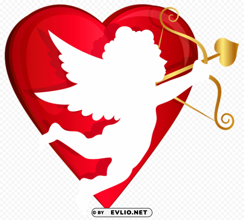 red heart and cupid Isolated Design in Transparent Background PNG