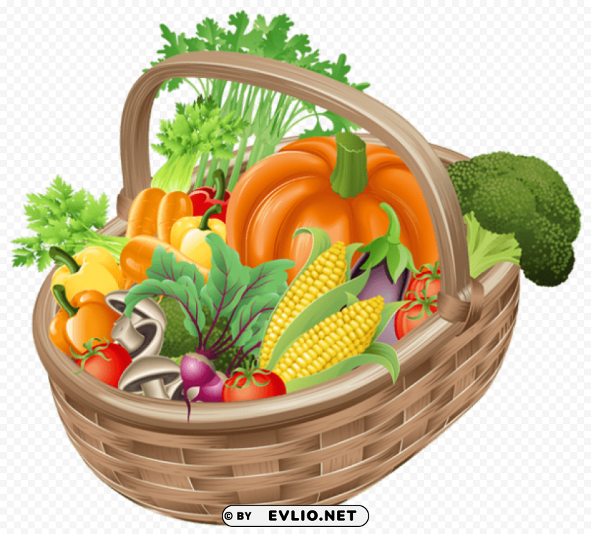 basket with vegetables Transparent Background Isolated PNG Figure
