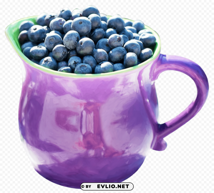 blueberry in mug PNG with clear background set