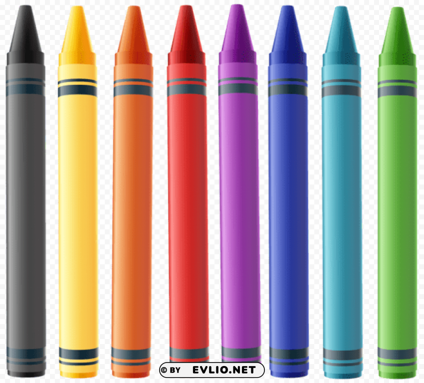 Colorful Crayons ClearCut PNG Isolated Graphic