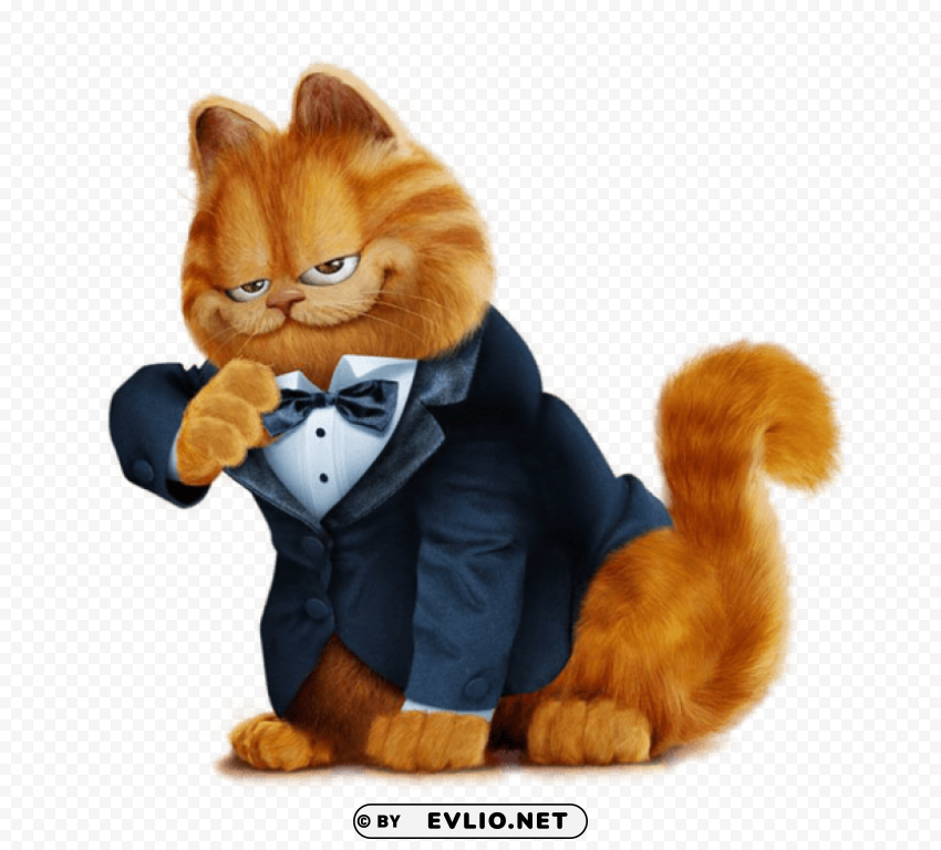 Garfield With Suit Isolated Subject In HighQuality Transparent PNG