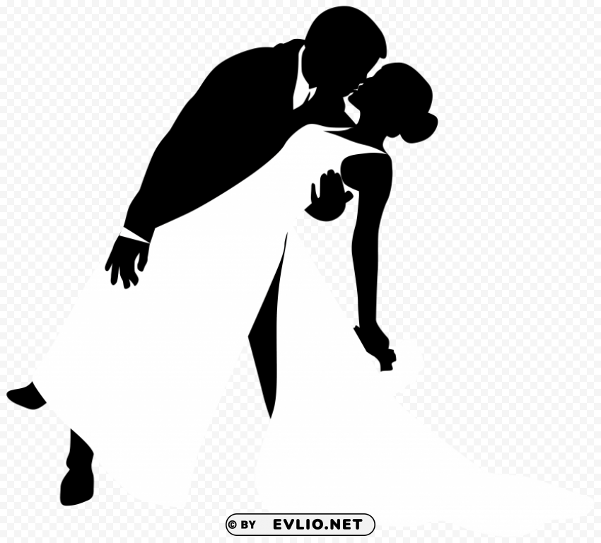 kissing bridal silhouettes Clear Background PNG Isolated Subject