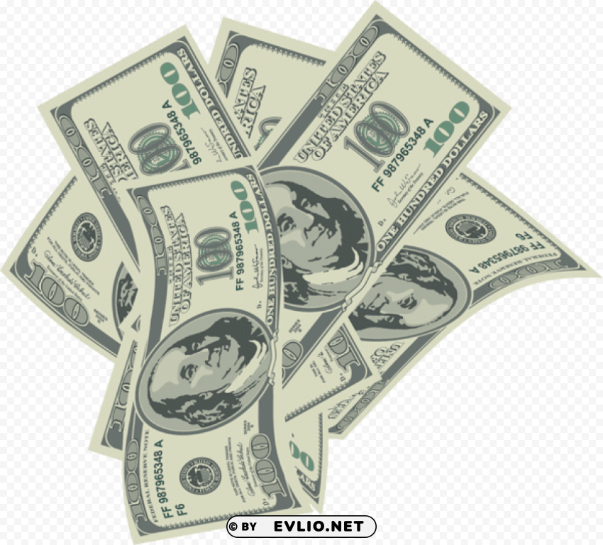 large 100 dollars bills Isolated Element on HighQuality Transparent PNG