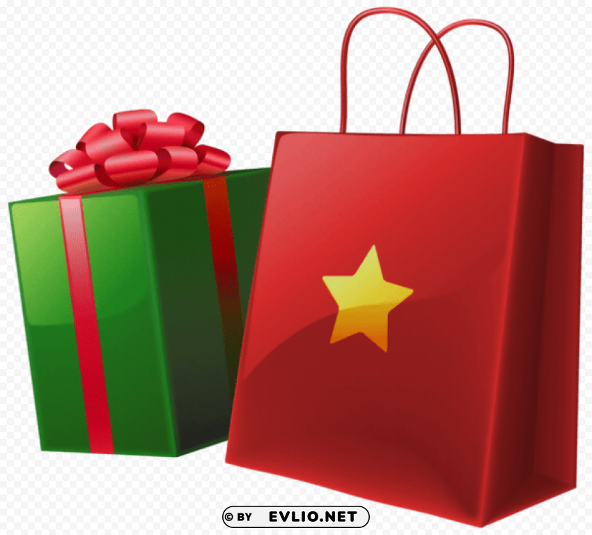  christmas gift box and bag Transparent Background PNG Isolated Art