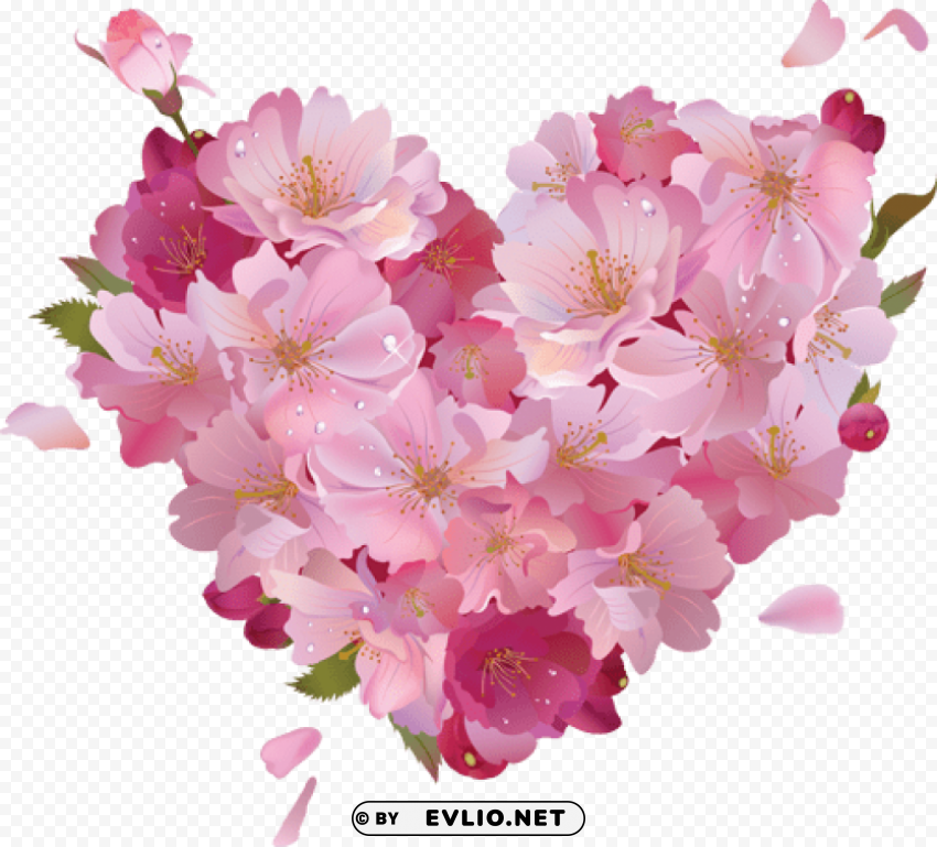 pink flower heart PNG clip art transparent background