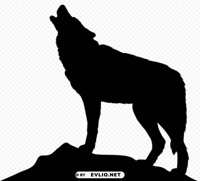 howling wolf silhouette Transparent Background Isolation in HighQuality PNG