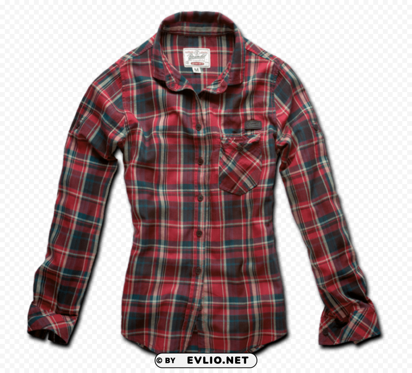 red casual check full shirt Isolated Graphic in Transparent PNG Format