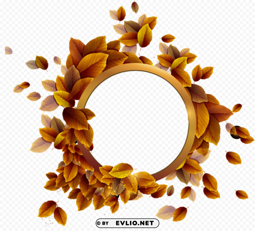 fall leaves round frame PNG free download