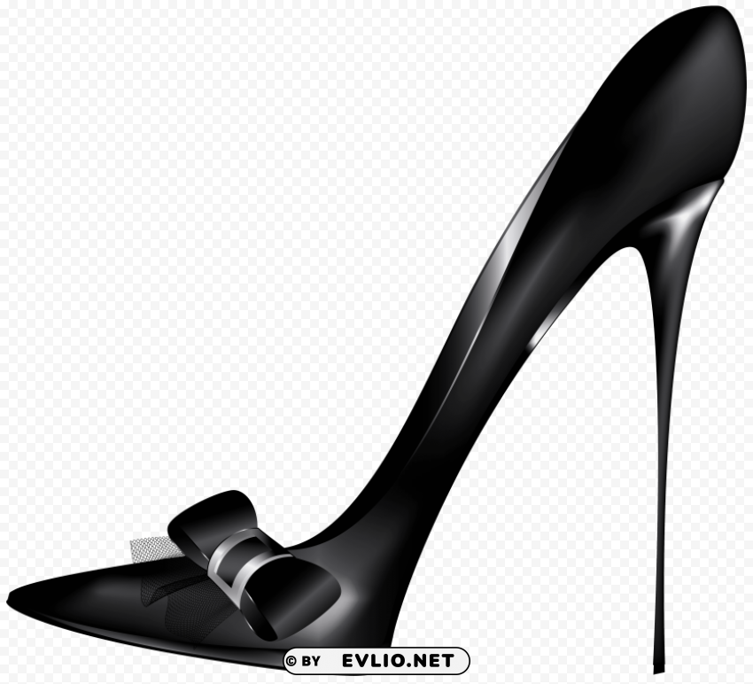 black high heels with bow Clear Background Isolation in PNG Format