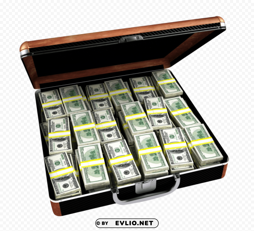 case full of dollar briefcase Transparent PNG Isolated Graphic Design