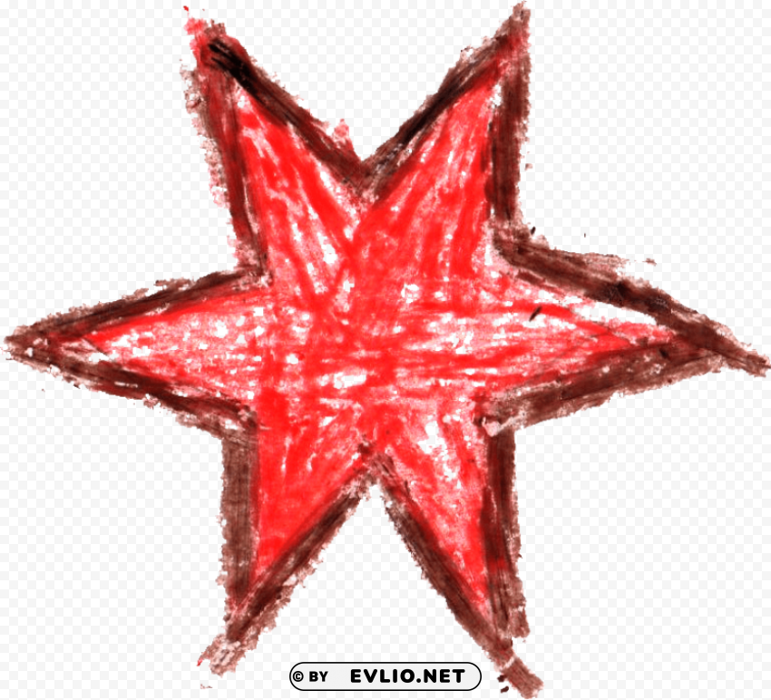 Crayon Star Drawing PNG with Isolated Transparency