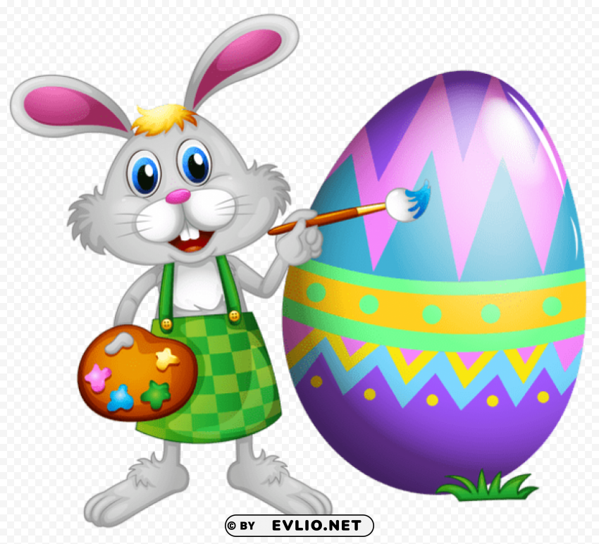 easter bunny and colored eggpicture Isolated Subject on HighResolution Transparent PNG