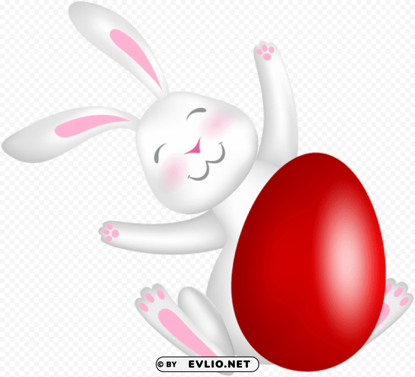 easter bunny with red egg Isolated Character with Transparent Background PNG