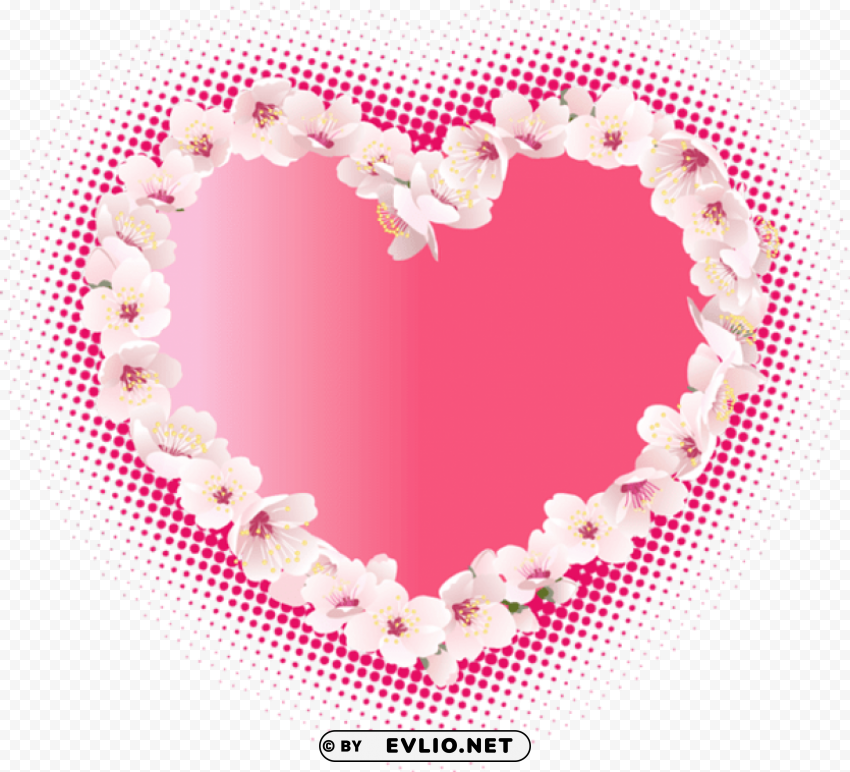 pink heart with flowers PNG Graphic Isolated on Clear Backdrop