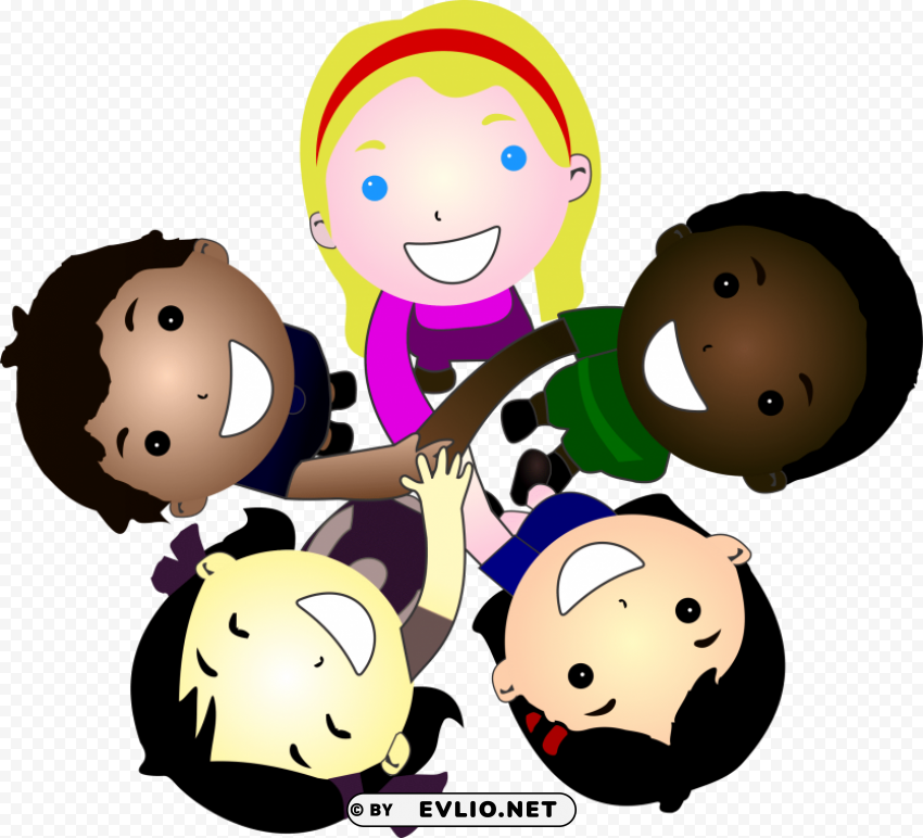 this free icons design of five kids smiling together PNG clipart