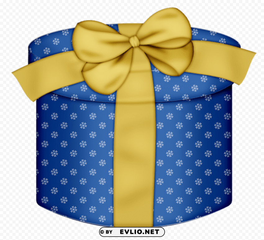 blue round gift box with yellow bow Transparent PNG images set