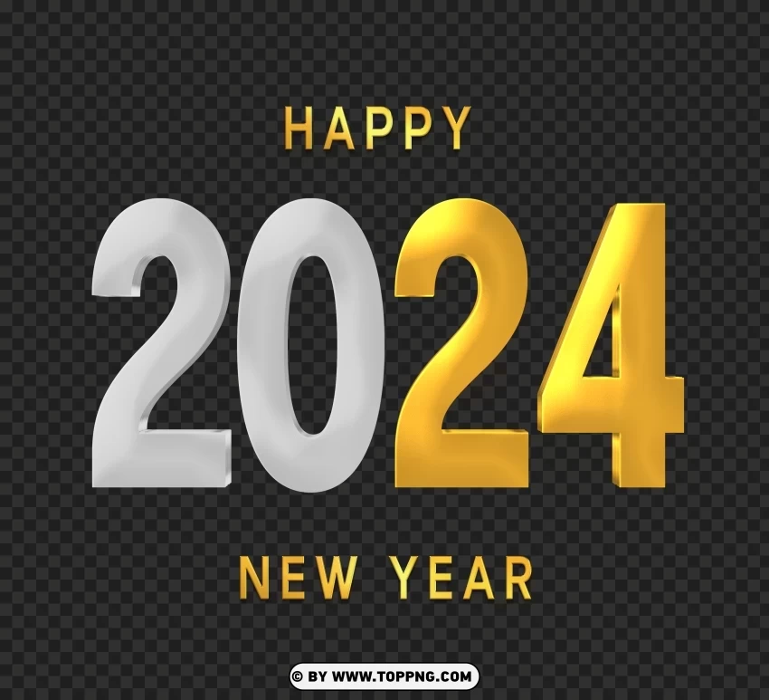 Elegant New Year 2024 Gold and Silver Transparent PNG format - Image ID fbabe450