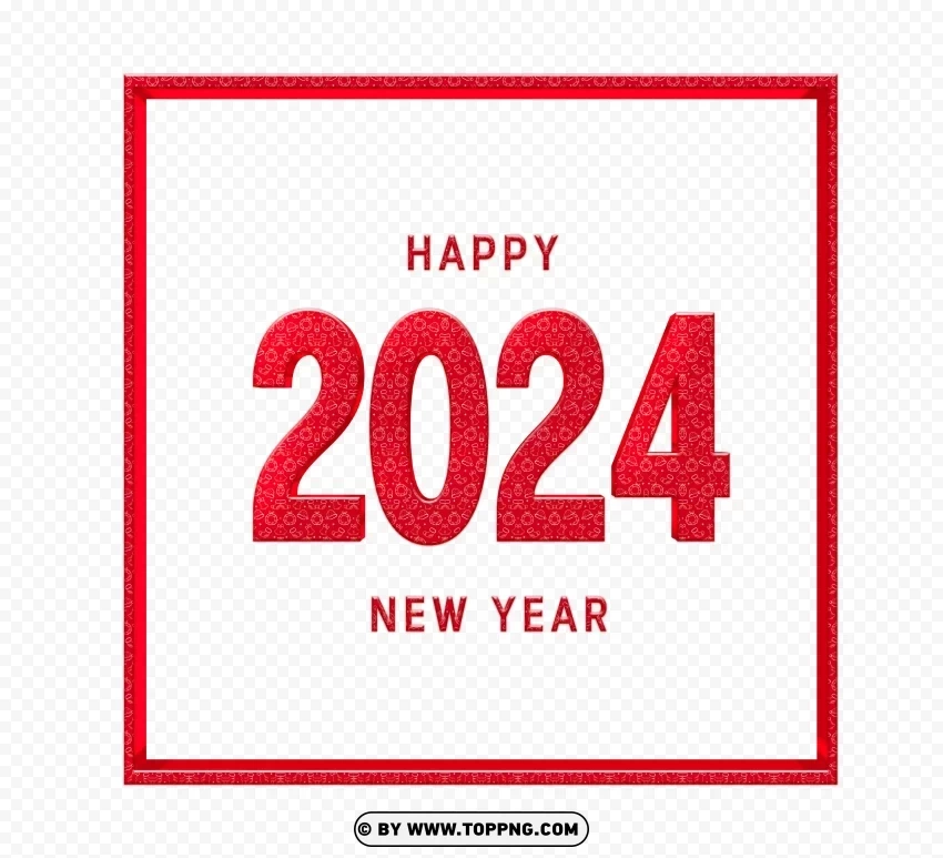 New Year 2024 Red Card Clipart PNG for web design