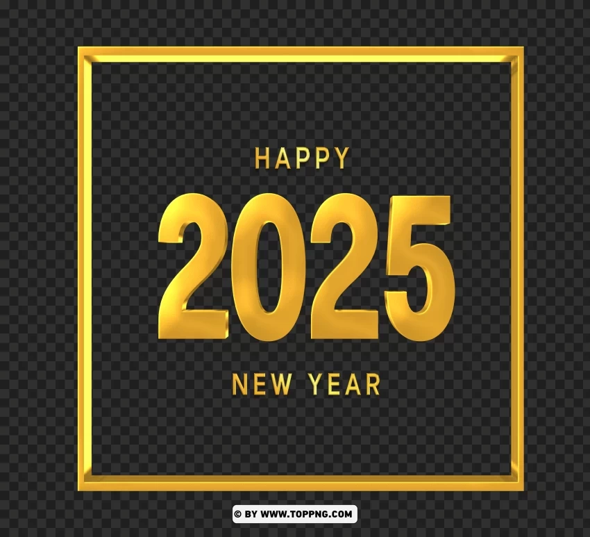New Year 2025 Gold Card Clipart PNG for social media