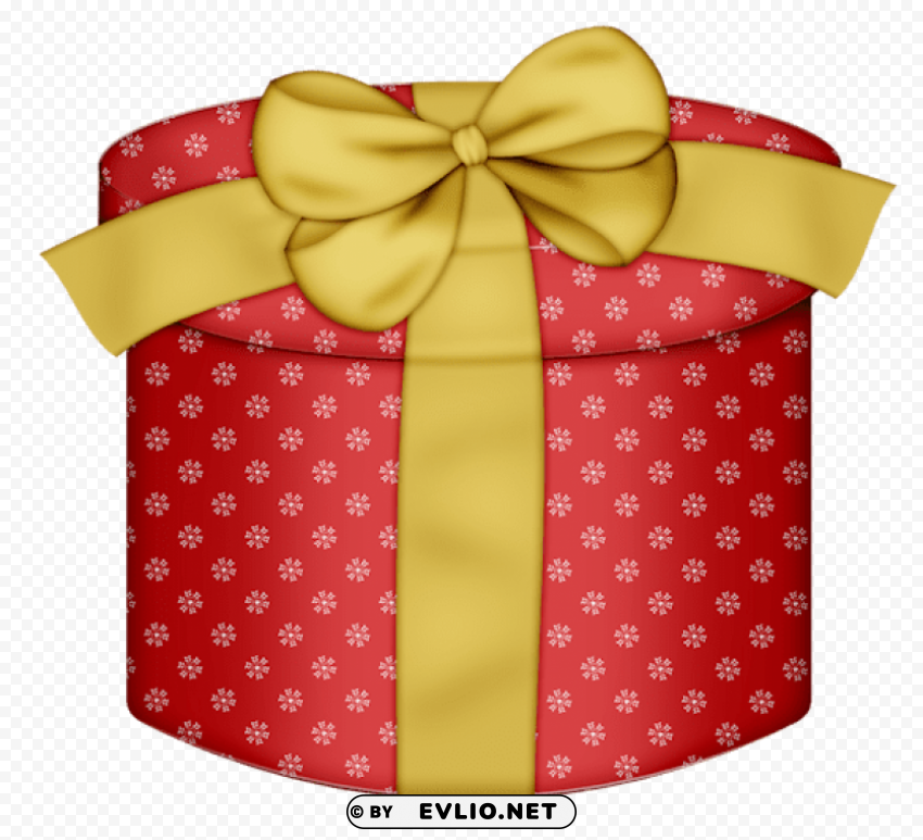 red round gift box with yellow bow Transparent PNG images database