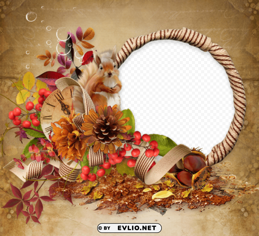 transparent brown fallframe with squirrel PNG images no background