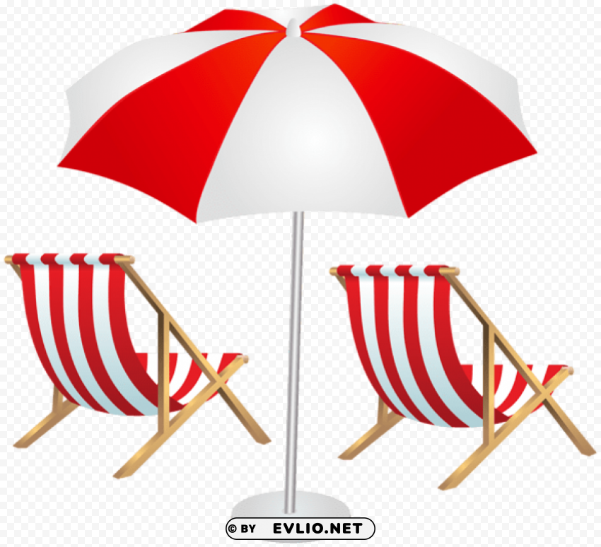 beach chairs and umbrella PNG images for mockups