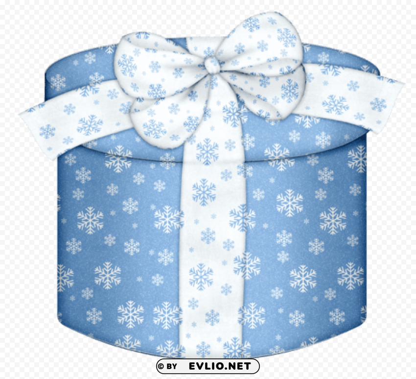 blue round gift box Clean Background Isolated PNG Illustration