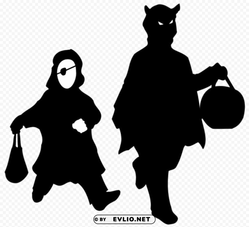 halloween kids shadows PNG pictures with alpha transparency