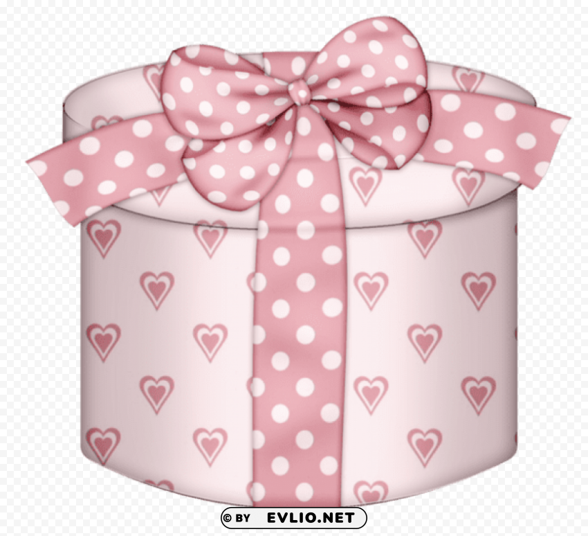 pink hearts round gift box Transparent PNG art