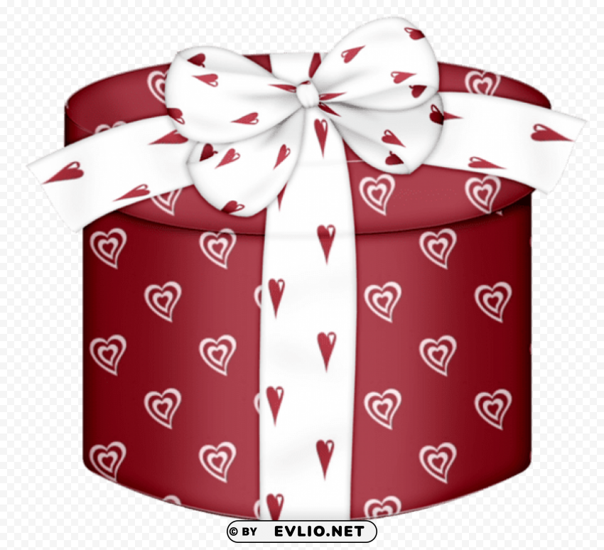 red heart round gift box Transparent PNG image