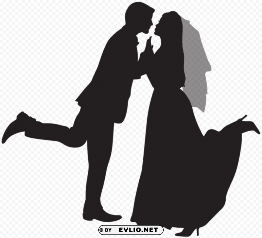 Silhouette Wedding Couple PNG Transparent Graphics For Projects